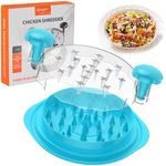 Upgrade Chicken Shredder, 10''Chicken Shredder Tool Twist with Transparent Lid, Ergonomic Handle and Anti-Slip Base, Dishwasher Safe, Cleaning Brush, Heat Resistant (Blue)