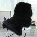 HEQUN Faux Fur Rug, Fluffy Rug, Shaggy Rugs,Faux Sheepskin Rugs Floor Carpet for Bedrooms Living Room Kids Rooms Decor (Black, 60 X 90 CM)