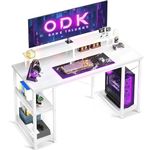 ODK Computer Desk with Shelves, 120 x 50 cm Gaming Desk with Storage, Home Office Desk, Modern Simple Style PC Desk, Stable Workstation, White