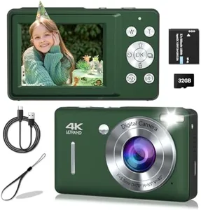 FHD 1080P Digital Camera for Kids, Vintage Digicam with 16X Zoom, Face Detect, Smile Capture, Anti Shake, Compact Point and Shoot Camera for Teens（ Green）