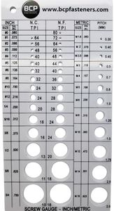 Screw Thread Gauge | Metric and SAE | Recommends Drill Bit & Tap Size (BCP675)