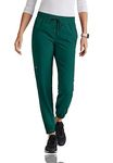 BARCO Grey's Anatomy Spandex Stretch Direct - Dash Scrub Jogger for Women, Elastic Waist Yoga Style Women's Scrub Pant, Hunter Green, XXS