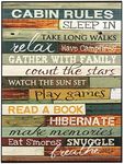 P. GRAHAM DUNN Cabin Rules Colorful Distressed Wood 16 x 12 Wood Wall Art Sign Plaque