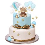 XINRUI 44 PCS Blue Bear Cake Decoration Teddy Birthday Party Baby Boy Shower Supplies, OUXSLBSNK1929