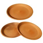 THE HIMALAYA CRAFT Handcrafted Clay Earthen Plates (Set of 3, Brown) 8inch