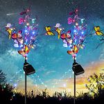 packbabol Solar Garden Lights Outdoor Decor Solar Outdoor Lights Waterproof Butterfly Lights 2 Pack(Colorful Butterfly+Colorful Light)