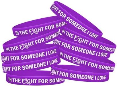 in The Fight for Someone I Love Pancreatic Cancer Lupus Alzheimer's Wristband Bracelet 10-Pack (Purple)
