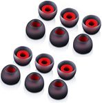 TKM Premium Replacement Silicone Rubber Earbuds Tips Compatible for Ptron Boom Ultima V2 Dual Driver Gaming Earphones Medium Size, Eartips, Earpads, Earplugs (6 Pair-12pcs) (Black & Red)