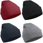 MENOLY 4 Pack Winter Beanies Stretch Knit Beanie Hat Cap for Girls Boys, 4 Color