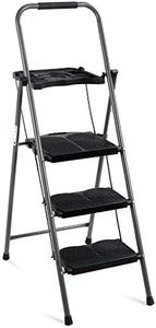 Best Choice Products 3-Step Ladder, Portable Folding Anti-Slip Step Stool w/Utility Tray, Hand Grip, Rubber Feet Caps, 330lb Capacity