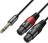 J&D XLR to 1/4inch (6.35mm) TRS Stereo Cable, 2 XLR Female to 6.35mm 1/4 inch TRS Male Unbalanced Interconnect Stereo Audio Cable for Speaker Mic Guitar Mixer AMP, 1.8 Meter