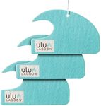 ulu Lagoon Hanging Car Air Freshener | Tropical Beach Coconut Surf Wax Scent Mini Wave | Long Lasting Car Freshener, Closet and Beyond | Made In USA | 3 Pack (Blue)