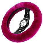 Andalus Brands Australian Sheepskin Steering Wheel Cover, Anti-Slip Universal 15 Inch Fuzzy Steering Wheel Cover Offers a Plush Velvet-Like Touch, Eco-Friendly Fluffy Steering Wheel Cover (Hot Pink)