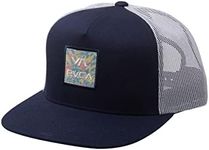 RVCA Men's Trucker Hat, Structured Hat with Stretch Mesh Back, Adjustable Snapback Closure, Rvca Trucker/Printed Navy, One Size