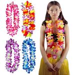 PartySanthe 4pcs Hawaiian Leis Hula Dance Garland Artificial Flowers Neck Loop(4 Colors) - 4pcs Multicolor