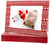 12 Photo Frame Christmas Cards - Add 6x4 Photo - Red Scandi Design