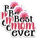 (3Pcs) Best Mom Ever Sticker Mom Sticker for Seals Gift Tag Cards Letter Decal for Water Bottles Phones Books Laptops Decoration Waterproof Vinyl Stickers Size 3"x 3" inch