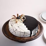 FlowerAura Delicious Silky Smooth Fresh Eggless Choco Vanilla Cake Gift's For Birthday, Anniversary, Valentine's Day, Mother's Day, Christmas, Wedding (Same Day Delivery) (0.5Kg)