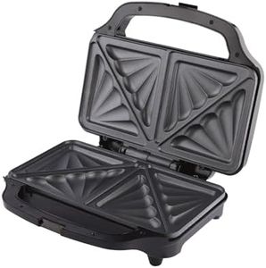 Hamilton Beach Sandwich Toaster 2 Slice, Deep Fill, Makes 2 Toasted Sandwiches, Non-Stick Hot Plates, XL Plates, Cool Touch Handle, Locking Latch, Automatic Temperature Control, 900W - HB1026, Black