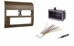 Custom Install Parts Beige Radio Stereo Dash Kit w/Wire Harness+Pocket+Antenna Adapter Compatible with Chevrolet Pickup Truck 1988-1994