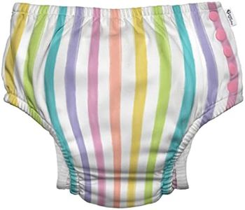 i play. by green sprouts Reusable, Eco Snap Swim Diaper with Gussets, UPF 50, Patented Design, STANDARD 100 by OEKO-TEX Certified - Rainbow Stripe - 18 mo