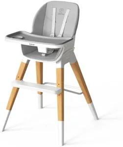 GAIVE 8 in 1 Highchair, Convertible Wooden Baby High Chair with Tray, Adjustable High Chair for Babies and Toddlers, Easy to Clean, Grow with Family|Booster|Learning Table|High Stool