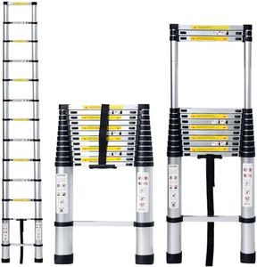sogesfurniture 16.4ft Aluminum Telescoping Ladder with Spring Loaded Locking, Heavy Duty Telescopic Extension Ladder, Collapsible Ladder for Indoor & Outdoor, Non-slip Ribbing & 330lbs Capacity