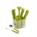 Parage 25 Pieces Camry Premium Stainless Steel Cutlery Set with Storage Box | Spoons Set |Home & Kitchen and Dining Tableware| Spoon Stand for Dining Table Fancy, (Set of 25, Green)