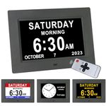 SSINI 【Newest Version Alzheimers Clock Digital Calendar Day Clocks for Seniors Clock with Day and Date for Elderly Dementia Clock-12 Alarm Options,with Remote (7 inch)