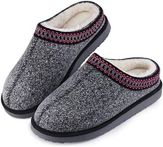 House Bedroom Slippers for Women Indoor and Outdoor with Fuzzy Lining Memory Foam, Light Black, 7-8