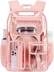 Pink See Through Backpack For Women, Clear Backpack Heavy Duty,Clear BookBag,16 x11 x5inch TPU Large Capacity for School,stadium events, Sport Events,Travel,mochila transparente para mujer (Pink)