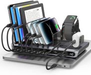 Unitek Charging Station for Multiple Devices - 140W USB C Fast Charging Stand with Digital Display for Laptop iPad iPhone Charging Dock with Smartwatch & Airpods Holder