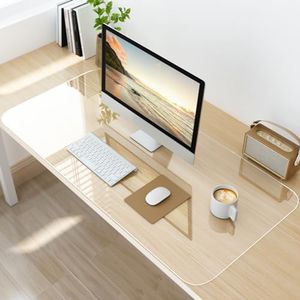 NATRKE Clear Desk Mat Pad, 36"x16" Large Transparent Desk Protector Mat Plastic Desk Mat, 1.5mm PVC Waterproof Non-Slip Clear Writing Desk Pad for Desktop Home Office