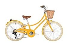 Bobbin Gingersnap 20" Kids Bike for Girls & Boys Ages 5-8 Years Old, Children Bicycle with 7 Gears & Hand Brakes & Wicker Basket (Yellow)