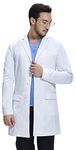 Dr. James Consultation Styled Premium Lab Coat for Men, Multiple Pockets, Tailored Fit, Button Closing, 36" Length (M) White