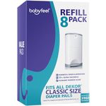 Babyfeel Refills Compatible with DEKOR CLASSIC Diaper Pails | 8 Pack | Exclusive 30% Extra Thickness | Diaper Pail Refills with Powerful Odor Elimination | Powder Scent | Holds up to 3960 Diapers