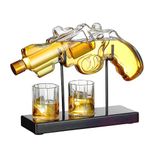 Gifts for Men Dad, Gun Whiskey Decanter Set, Cool Christmas Birthday Gifts Idea for Men Brother, Anniversary Stuff for Him Husband, Pistol Decanter with Shot Glass for Home Bar Drinking, Cadeau Homme