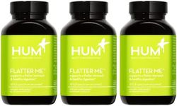 HUM Flatter Me Supplement for Daily Bloating - 18 Full Spectrum Digestive Enzymes to Support Food Breakdown - Ginger, Fennel Seed & Peppermint for Nutrient Absorption (180-Count)