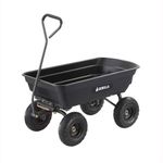 Gorilla Carts GOR4PS Poly Garden Dump Cart with Steel Frame and 10-in. Pneumatic Tires, Padded pull handle and Quick-release for easy unloading, 600-Pound Capacity, Black