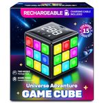 Niufunmal Rechargeable Game Cube, 15-in-1 Fun Brain Memory & Speed Games for Kids, Christmas Birthday Gifts for Boys Girls Ages 6-12+ Years Old, Cool Toys for Kids Teens with Score Screen (Black)