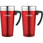 ThermoCafé by Thermos Translucent Travel Mug, Red, 420 ml (Pack of 2)