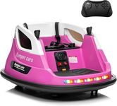 MOEYURO 12V Ride on Bumper Car for Toddlers & Kids Electric Bumping Toy w/3 Speed Parent Remote, 2 Driving Mode, 360°Spin, LED Light, Bluetooth Music, Birthday Gift for Boys Girls, Pink