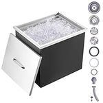 VEVOR Drop in Ice Chest, 21"L x 17"W x 18"H Stainless Steel Ice Cooler, Commercial Ice Bin with Cover, 40 qt Outdoor Kitchen Ice Bar, Drain-Pipe and Drain Plug Included, for Cold Wine Beer