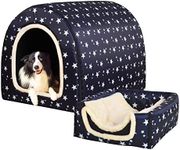 Dog Bed,2 Ways to Use,Indoor Pet House with Fluffy Mat,Removable and Washable Cover,Splash-Proof House and Non-Slip Bottom,for Large Dogs(2XL Star)