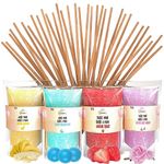 GREENDOSO® Sugar For Candy Floss Machine (4x320g) - Pack of 4 Flavours (Strawberry-Bubble Gum-Banana-Vanilla) - 50 Sticks