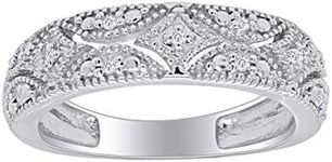 14k White Gold Over Sterling Silver Natural Diamond Accent Band Ring (I-J Color, I2-I3 Clarity) Ring Size-11