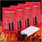 Emergency Fire Blankets for Home and Kitchen - Fire Retardant Blankets Suppression Blanket Flame Retardant Protection&Heat Insulation Design for Kitchen Stove Office Fireplace Car (39.3X 39.3inch)