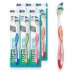 GUM Tooth & Tongue Toothbrush, Full, Medium Bristles, 6 Toothbrushes (6 Packs of 1 Toothbrush), Colour May Vary