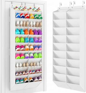 Yecaye 30 Pairs Over the Door Shoe Organizer, Large Capacity Hanging Shoe Rack for Door Hanger with Deep Pockets, Heavy Duty 10 Tier Shoe Holder for Sneakers Boots Heels College Dorm Essentials, White