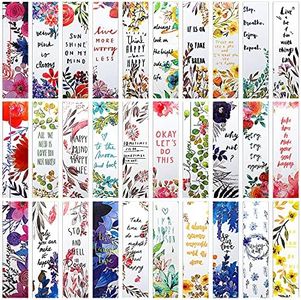 MWOOT 30 Pezzi Citazione Ispiratrice Segnalibri di Pagina,Stile Floreale Marcatori di Pagina Libro Set,Parola Motivazionale Clip di Pagina Bookmarks per Forniture di Lettura (15x4cm,30 Stile)